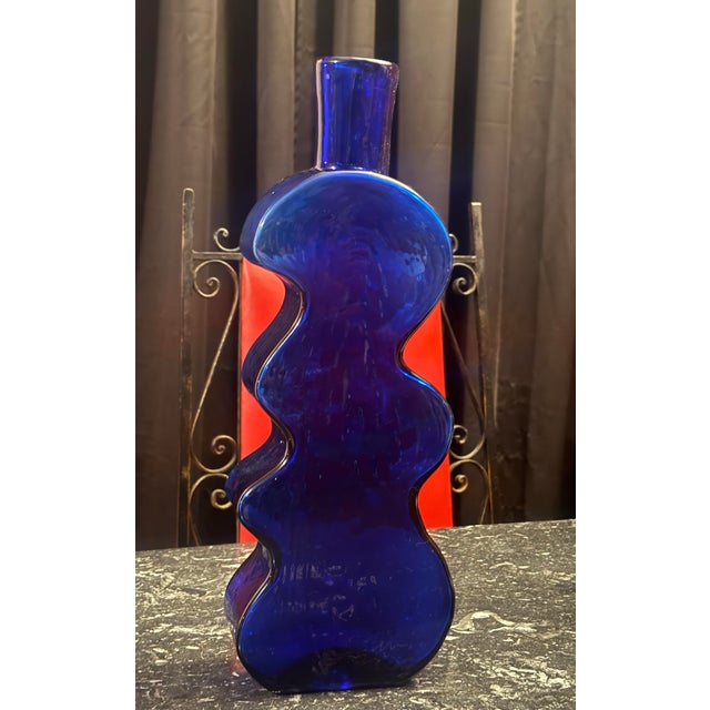 Glass Vintage Blenko, Cobalt Blue “Puzzle Piece” Vase For Sale - Image 7 of 10