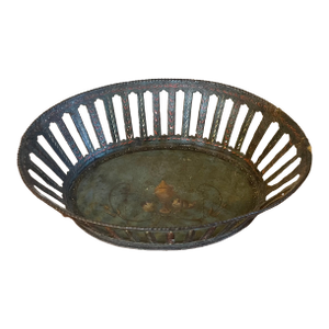 Antique 18th Century English George III Paint Decorated Tole Chestnut Basket
