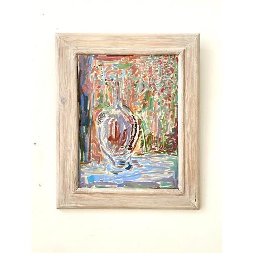 A fabulous fauvist still life by Oliver Soskice (b. 1947). Oil on canvas - Still Life Decanter on a Blue Cloth, signed....