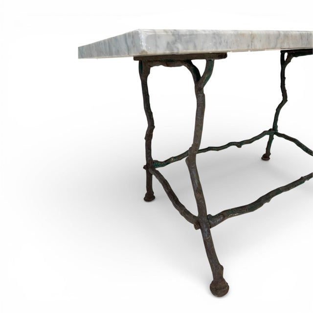 French 19c French Antique Antique Pastry Table With Faux Bois Iron Base & Marble Top For Sale - Image 3 of 4