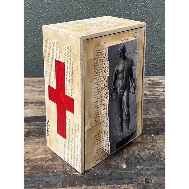 Tan Vintage Original Mixed Media Jenga Box For Sale - Image 8 of 14