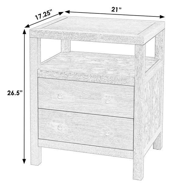 Traditional Nora 21 in. W Rectangular Wood 2 Drawer Nightstand with Open Shelf, Antique Coffee For Sale - Image 3 of 8