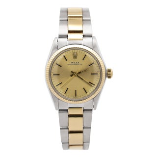 Vintage Rolex Oyster Perpetual 6551 Two Tone 18k Gold Champagne Dial 31mm Watch For Sale