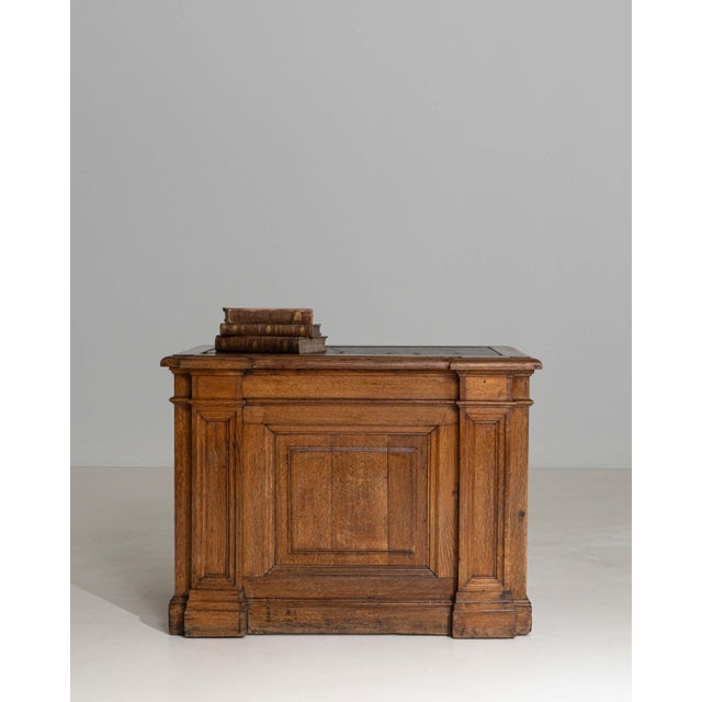 Neoclassical 1870s French Neoclassical Oak Desk With Oilcloth Top For Sale - Image 3 of 18