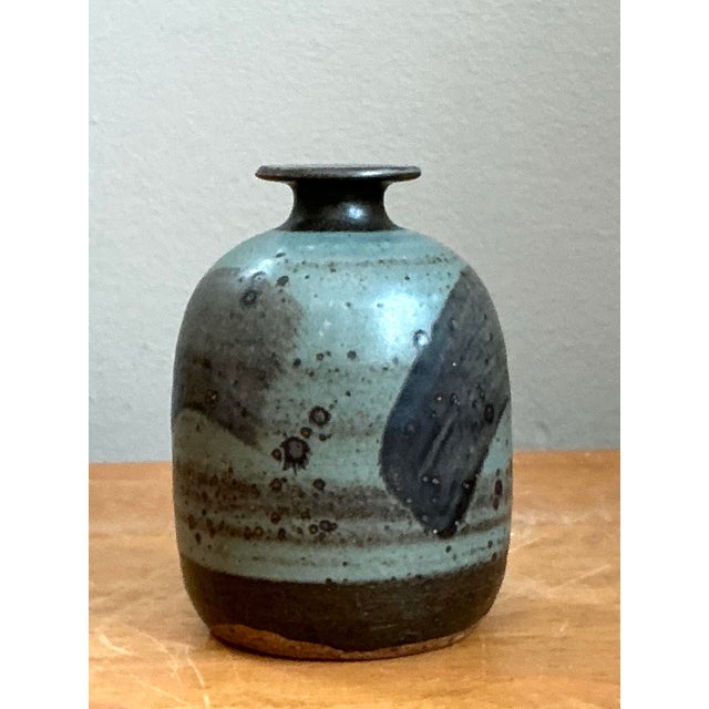 Gray Vintage Abstract Glazed Ceramic Vase For Sale - Image 8 of 12