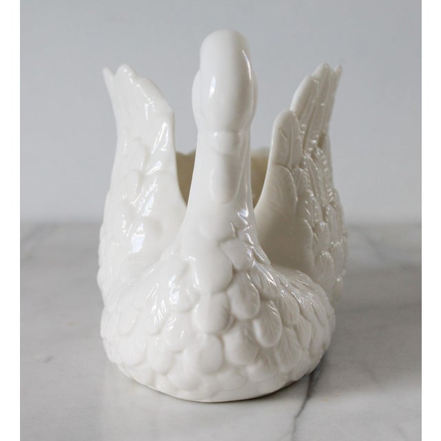 Vintage White Porcelain Swan Planter For Sale - Image 4 of 11