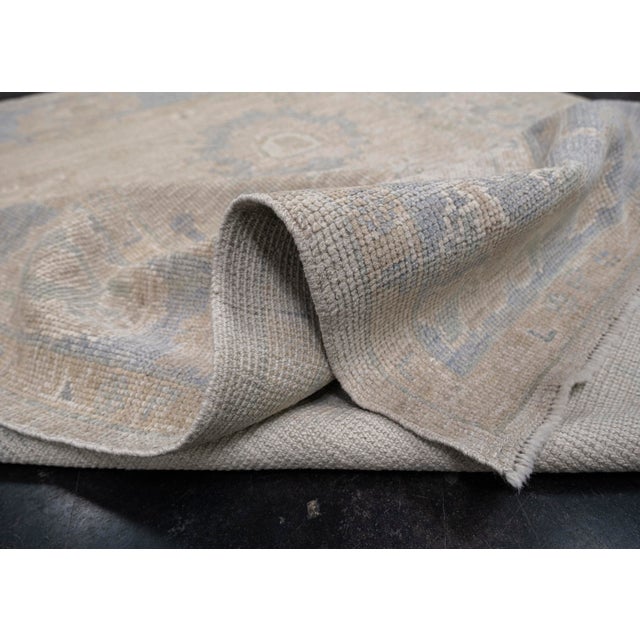 Textile Turkish Oushak Rug Taupe, Beige & Blue Handwoven Wool Rug 5'2" X 7' For Sale - Image 7 of 9
