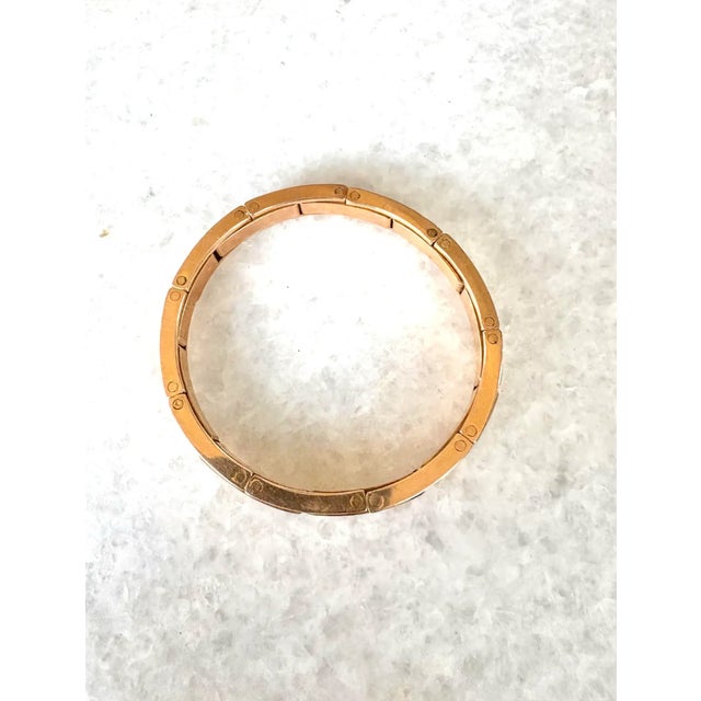 Art Deco Rare Antique 1907 Ostby & Barton Triple Crown Floral Embossed 14 Karat Gold Filled Expansion Bracelet - Stamp For Sale - Image 3 of 5