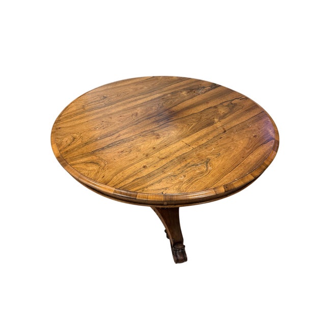 Mid 20th Century Large English Oak Round Pedestal Dining Table With Carved Scroll Feet For Sale - Image 4 of 5