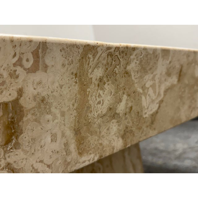 Travertine Reverse Bevel Coffee Table, Vintage For Sale - Image 9 of 12