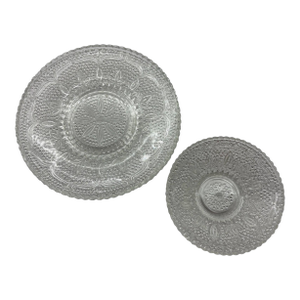 Mid 20th Century Federal Glass Heritage Dessert Bowls + Plates- Set of 8