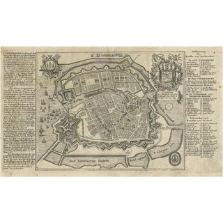 Antique Map of the City of Copenhagen in Denmark, 1720 For Sale