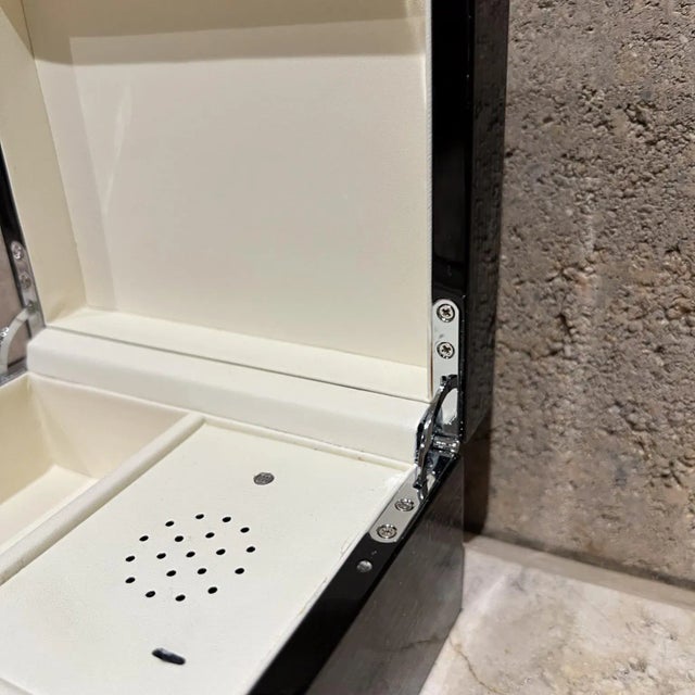 Contemporary Modern Jewelry Music Box Gray Gloss Oak Wood For Sale - Image 3 of 12