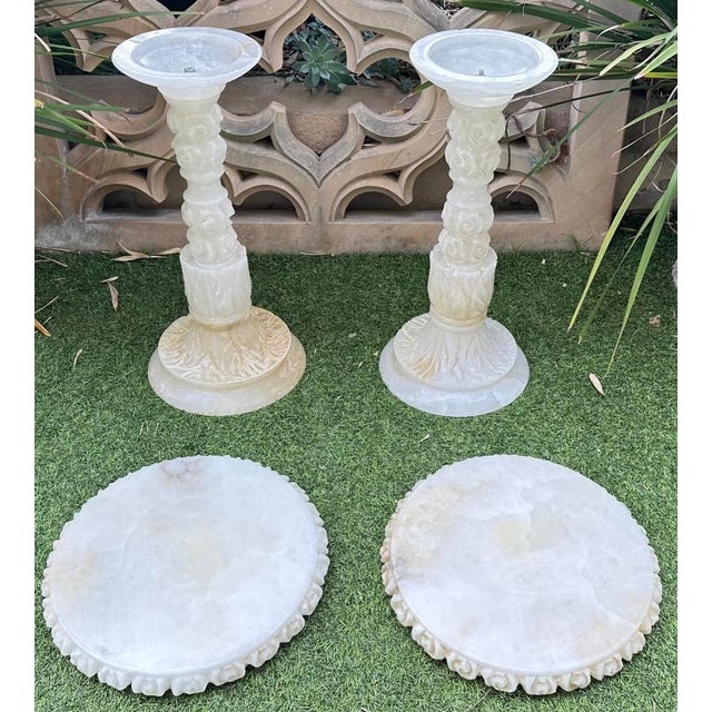 Pair of 1930s Italian Carved Alabaster Guéridon Side Tables For Sale - Image 17 of 18