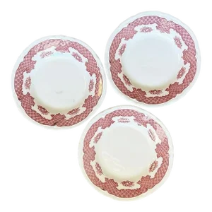 Mid 20th Century Restaurant Ware Saucers With Pink Chintz Border by Shenango - Set of 3