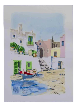 Aldo Riso, Presso Gaeta, Lithograph, 1990