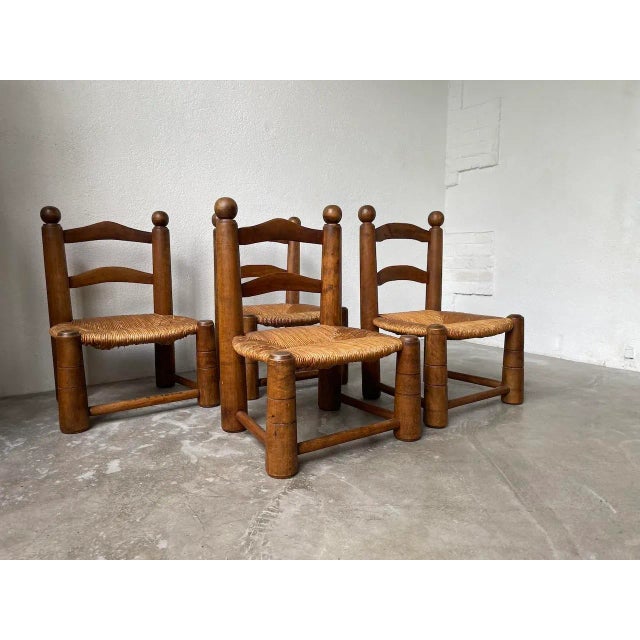 Charles Dudouyt Low Fireplace Chairs in style of Charles Dudouyt, 1940s, Set of 4 For Sale - Image 4 of 13