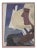 Matted French Art Deco Print-Woman & Sail Boat For Sale