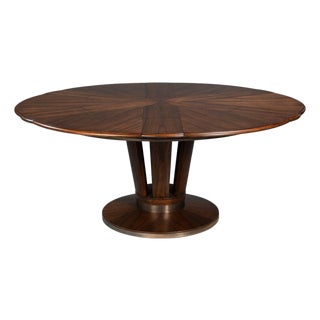 Large Art Deco Round Jupe Dining Table with Stainless Steel Trim For Sale