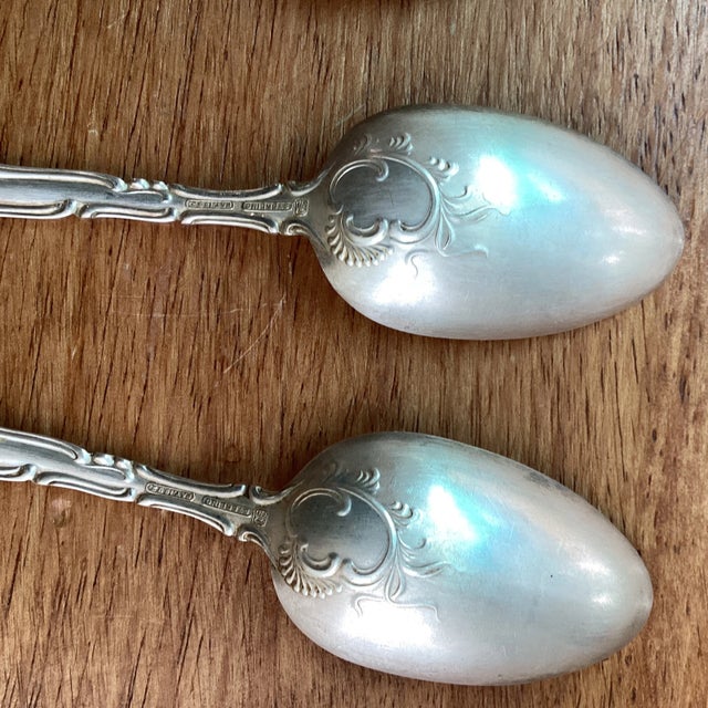 Antique Sterling Spoons 1892 Signed Monogram Artist- Set of 5 For Sale - Image 9 of 13