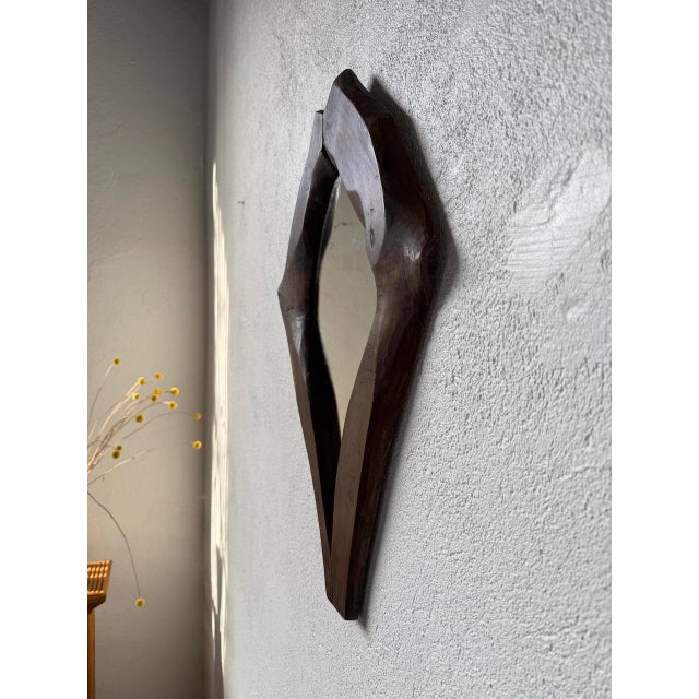 Brutalist Wooden Mirror, 1900s For Sale - Image 11 of 18
