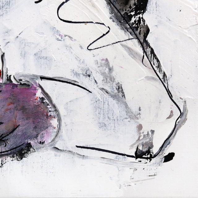 2020s Another Fine Meal - Figurative Textured Purple Tone Acrylic Painting on Canvas Original Artwork by Gerdine Duijsens For Sale - Image 5 of 9