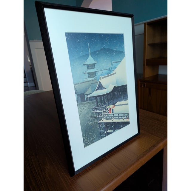 Vintage Japanese Kawase Hasui Woodblock Print: Spring Snow at Kiyomizu, Kyoto For Sale - Image 11 of 12