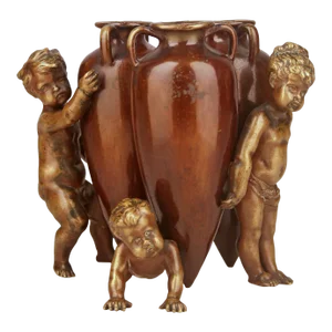 Mid 19th Century French Empire Patinated Bronze Sculpture of a Group of Boys and Amphoras by Auguste Moreau