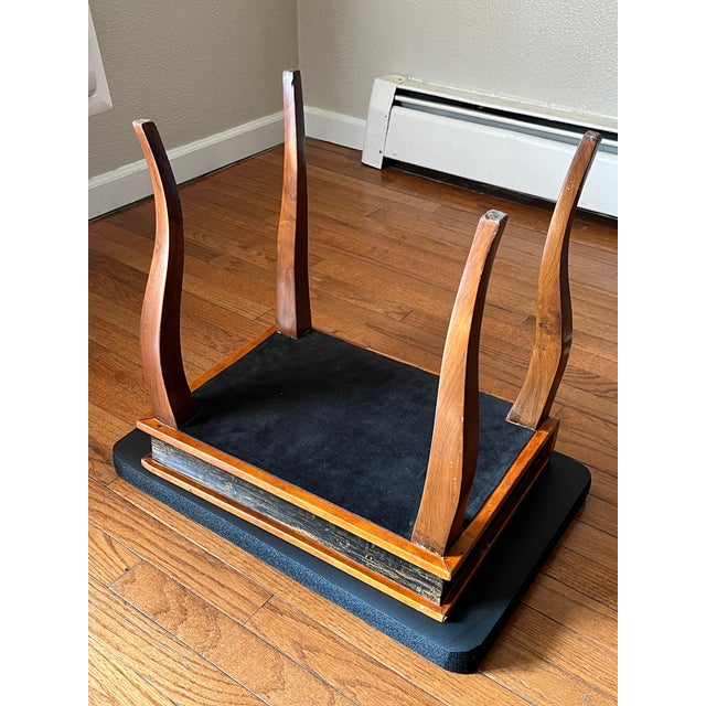 Small Leather Top, Cherry Coffee Table, Louie the XV Revival / Cabriole Legs / Gold Embossed Leather Top, Intricate Gold Marquetry, 1950-60’s For Sale In Denver - Image 6 of 12