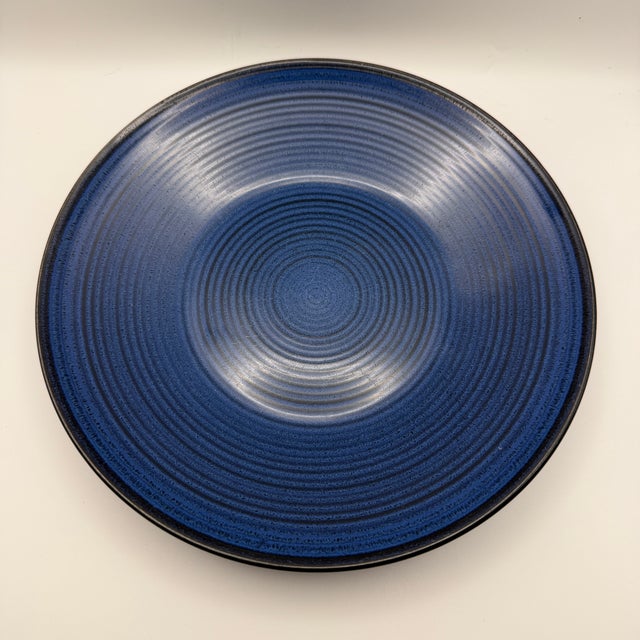 Thomas O'Brien Vintage Modern Blue Stoneware Dinner Plate, Set of 3 For Sale - Image 13 of 17