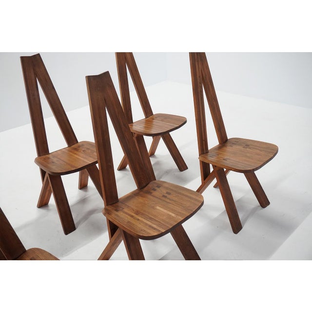 Vintage S45 Chlacc Dining Chairs by Pierre Chapo, 1970s, Set of 6 For Sale - Image 6 of 10