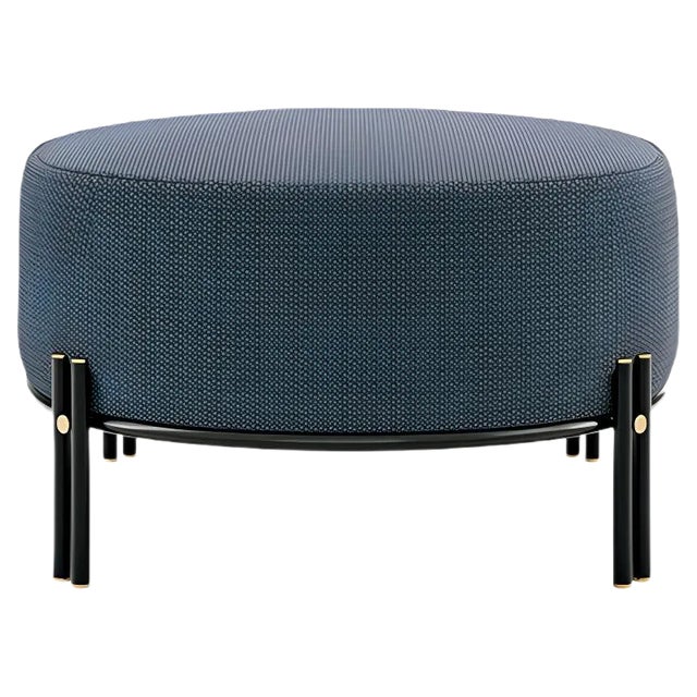 Upholstered Bench With Metal Legs & Details For Sale