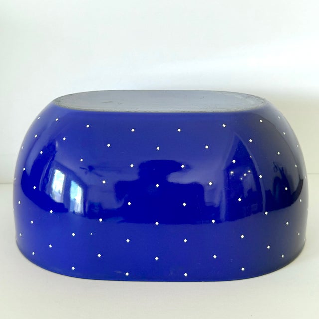 1960s Mid Century Modern Ampleur Ejiry Blue Oval Enamel Bowl W White Diamonds For Sale - Image 9 of 10