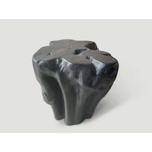 Not Yet Made - Made To Order Andrianna Shamaris Charred Teak Wood Side Table, Organic Modern Design For Sale - Image 5 of 5