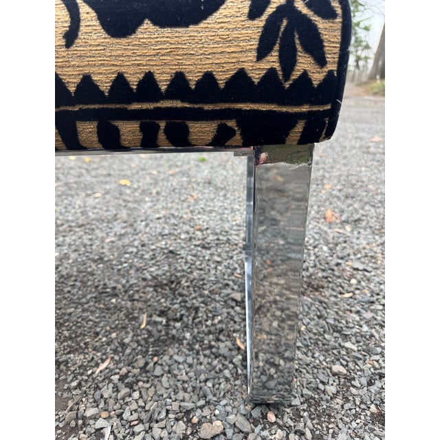 Milo Baughman Milo Baughman Style Chrome Steel Frame Bench For Sale - Image 4 of 7