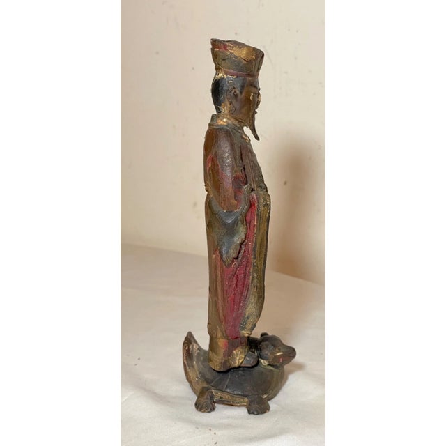 Antique 19th Century Chinese Daoist Deity Xuanwu Wood Sculpture Statue Figure For Sale - Image 9 of 11