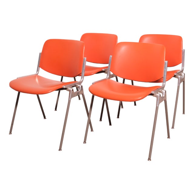 LDSC 106 Chairs in Leather by Giancarlo Pirretti for Jec Castelli, 1970s, Set of 4 For Sale