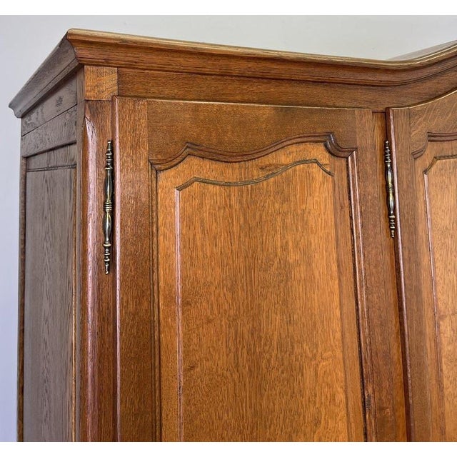 Vintage French Louis XVI Style Carved Oak 4-Door Wardrobe For Sale - Image 4 of 14