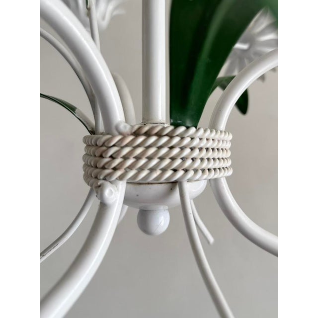 Italian White Tole Daisy 3-Light Chandelier, 1970s For Sale - Image 16 of 18