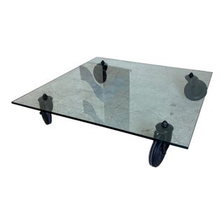 Vintage Modern Rolling Glass Coffee Table by Gae Aulenti for Fontana Arte For Sale