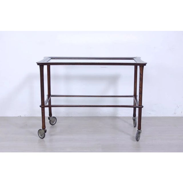 Mid-Century Modern Mid-Century Glass & Wood Trolley, 1950s For Sale - Image 3 of 11