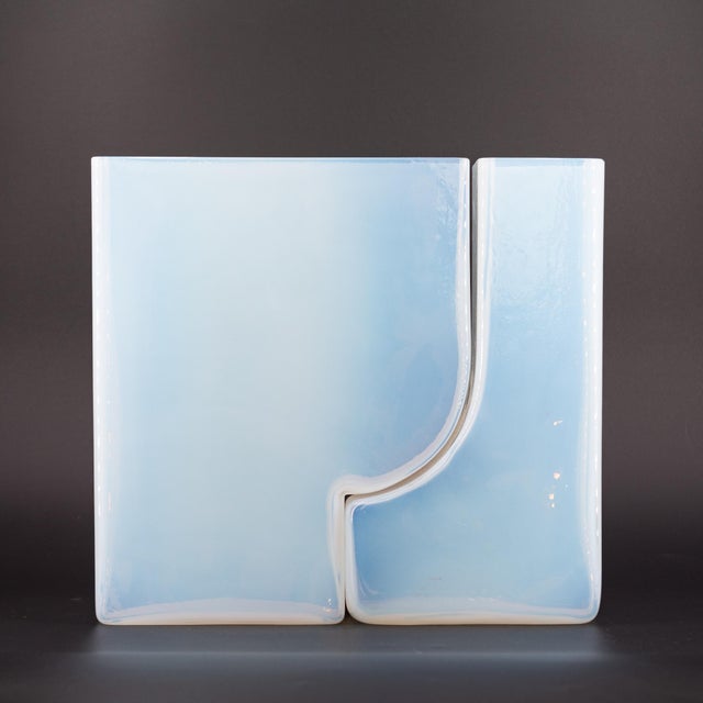 Rare double vase in iridescent Murano glass. Made by Mazzega. Designed by Nason. In perfect condition. This piece has an...