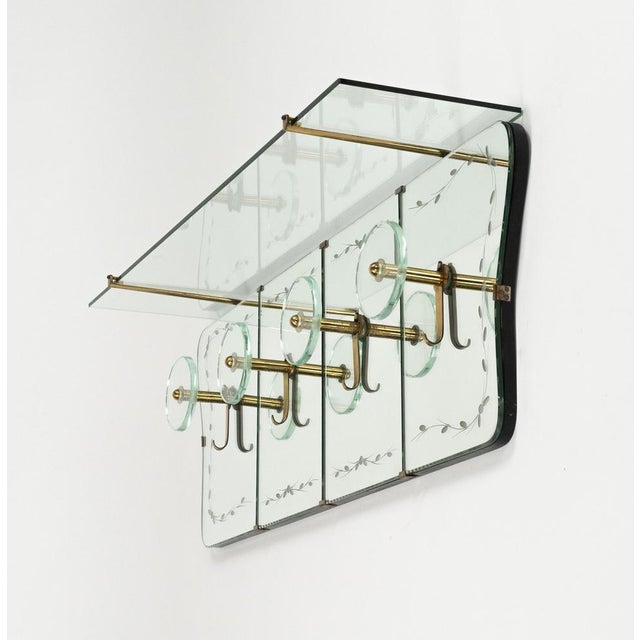 Mid-Century Coat Rack Shelf in Mirror, Brass and Glass attributed to Cristal Art, Italy, 1950s For Sale - Image 13 of 18
