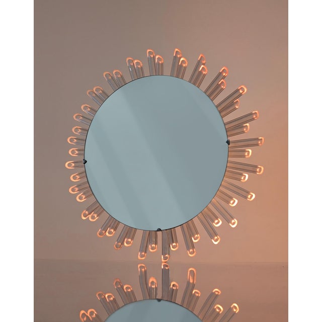 Mid-Century Modern Sun Wall Mirror in Pink Acrylic Glass, 1970s For Sale - Image 10 of 12