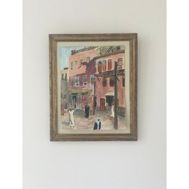 Raoul Du Gardier, Busy Street in Cairo, 1925, Signed Gouache For Sale - Image 4 of 6