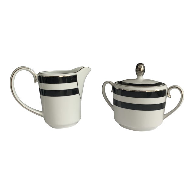 Ralph Lauren Spectator Black Creamer & Sugar Set - 2 Piece Set For Sale