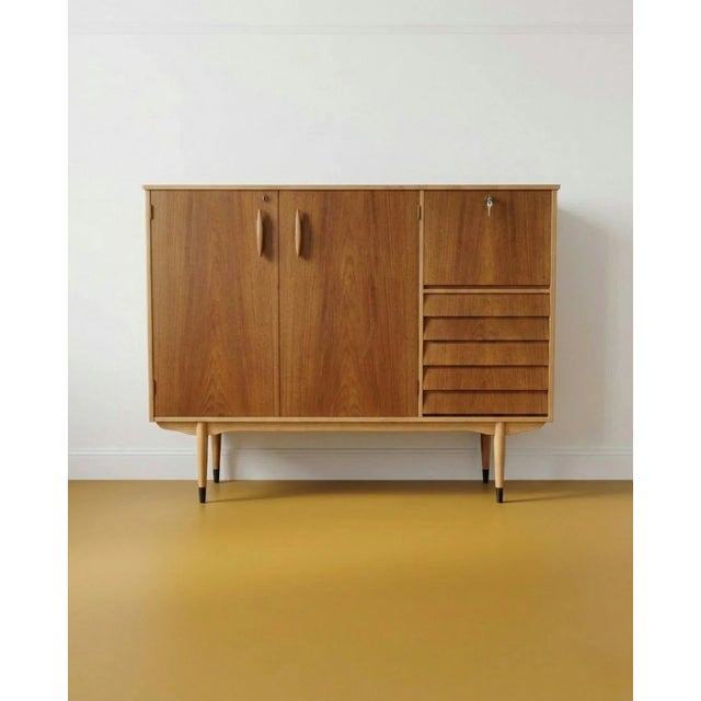 Brown Vintage Swedish Sideboard by Nils Jonsson, 1950s For Sale - Image 8 of 8