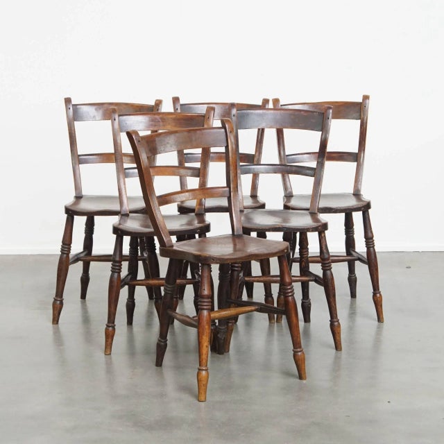 Antique English Oxford Dining Chairs, Set of 6 For Sale - Image 13 of 13
