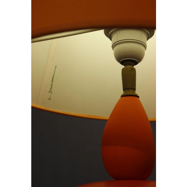 Textile Large Orange Ceramic Table Lamp by Louis Drimmer, 1980s For Sale - Image 7 of 16