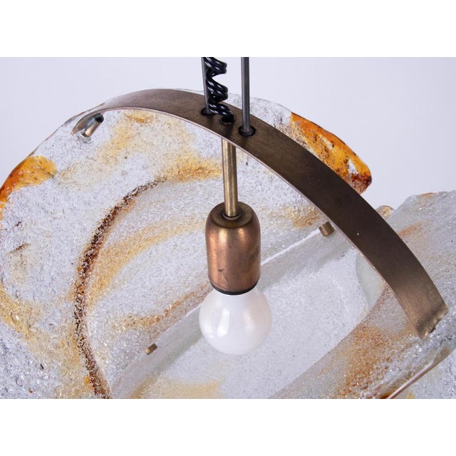 Murano Satellite Pendant Light in Glass & Brass by Toni Zuccheri for Mazzega, Italy, 1970s For Sale - Image 9 of 12